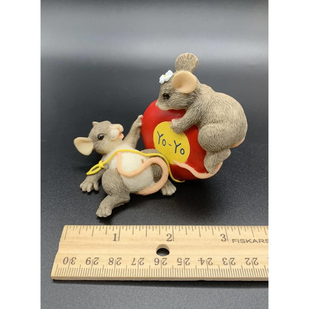 Fitz & Floyd Charming Tails Mice & Yo-Yo toy EVEN THE UPS & DOWNS ARE FUN#89/705